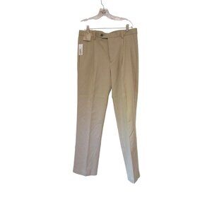 New w Tags, Men's Carribbean Beige khaki Front Pleated Pants, Sz 34 x 32"